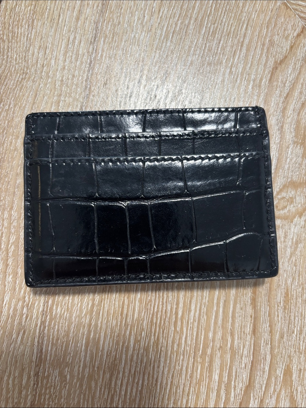 Versace Black Croc-Embossed Card Holder with Gold Medusa Buckle - Picture 2 of 4